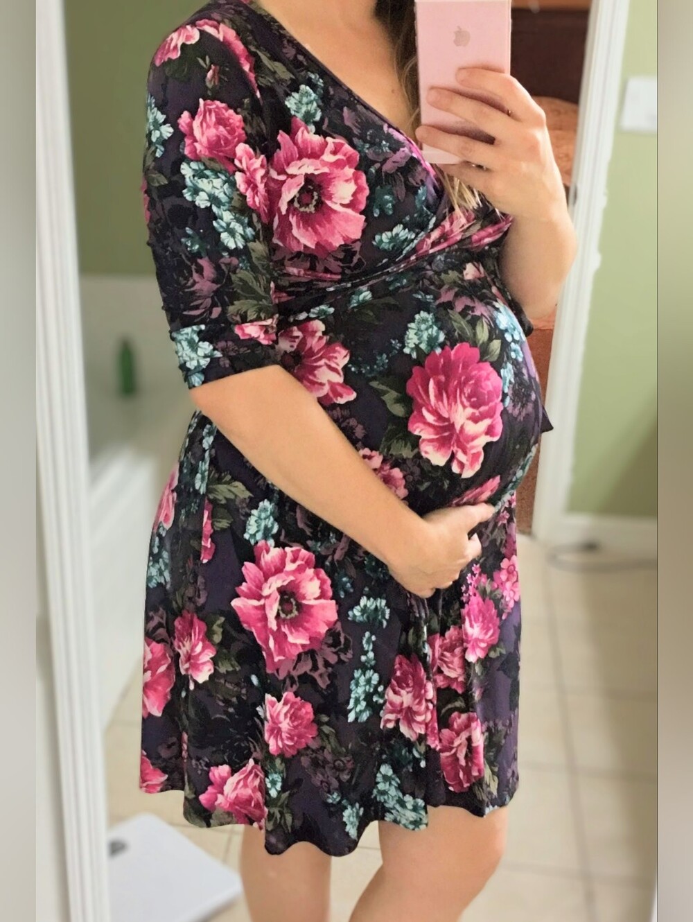Pinkblush Maternity Floral Dress with Pink and Purple Accents